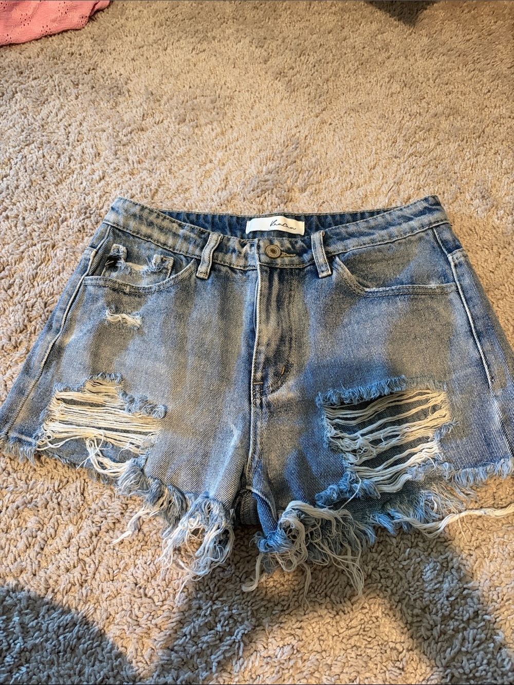 KanCan Light Blue Distressed Denim Shorts